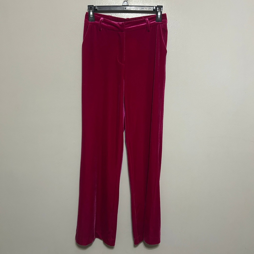 Barbiecore Velvet Trousers Women XS Fuchsia Pink Wide Leg Holiday Glam Y2k Plush